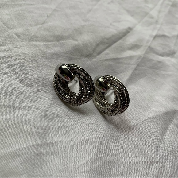 Vintage Silver Hoop Earrings - Picture 3 of 3